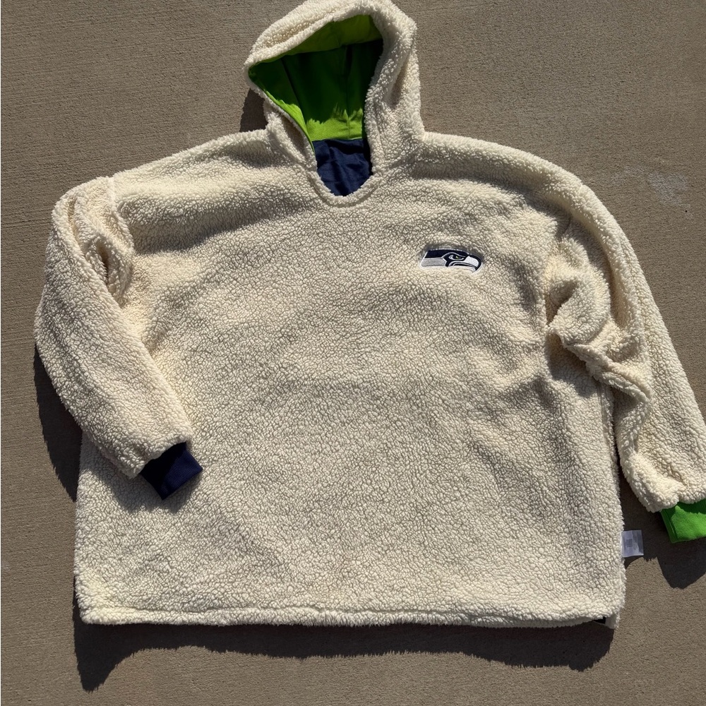 Seattle Seahawks Sherpa Reversible Oversized Unisex NFL Team Apparel Hoodie